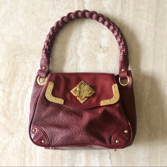 BCBG Maxazria Burgundy Leather Shoulder Bag